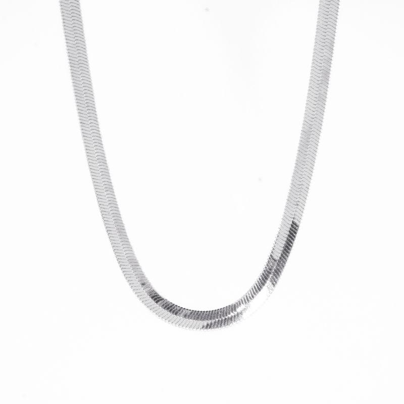 COLAR  MALHA LAMINADA M  45CM BANHADA NO OURO BRANCO