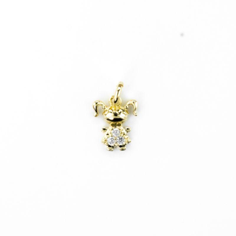 PINGENTE MENINA P COM TRÊS ZIRCÔNIAS CRAVADAS