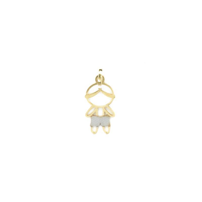 PINGENTE MENINO  2CM COM DETALHE NO OURO BRANCO OURO 18K