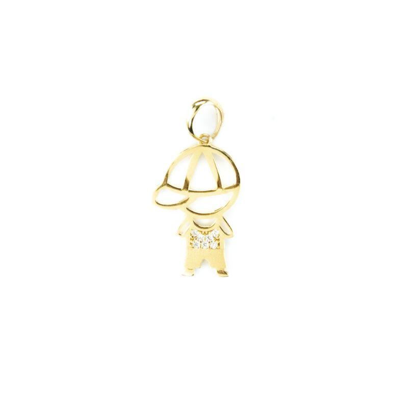 PINGENTE MENINO GG CRAVEJADO COM 7 ZIRCÔNIAS 2,75CM OURO 18K