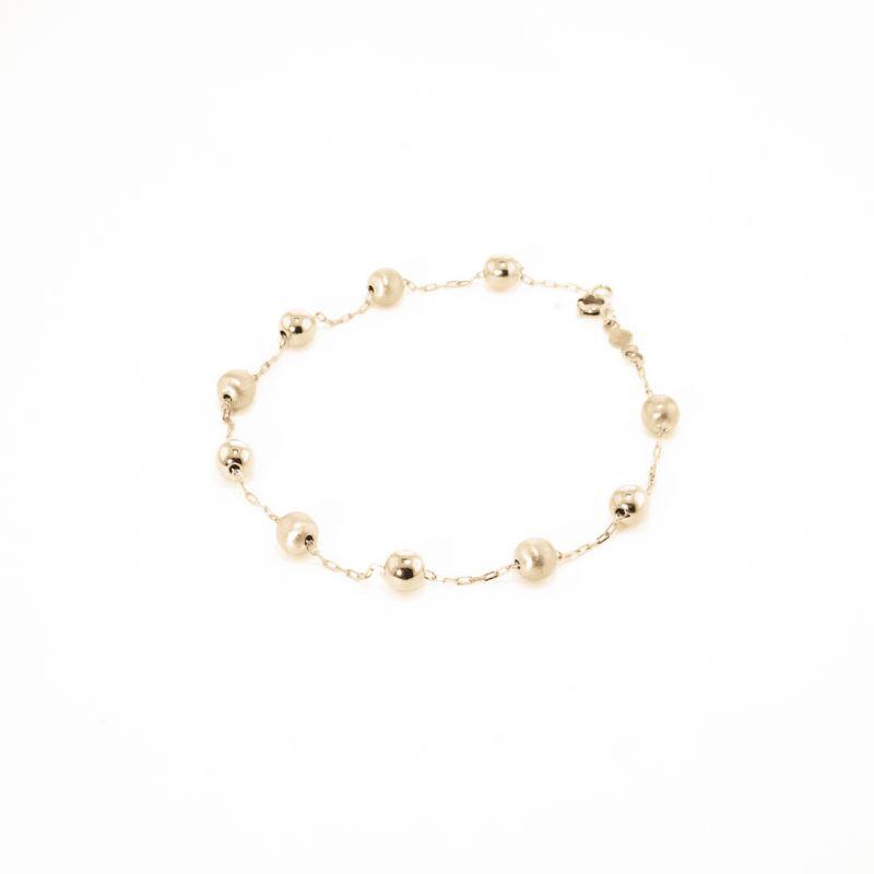 PULSEIRA BOLINHA FOSCA E LISA INTERCALADAS 20CM OURO 18K