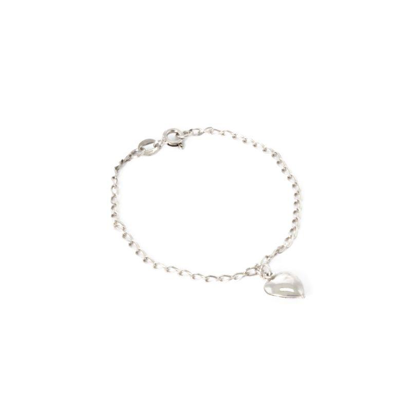 PULSEIRA PÊNDULO CORAÇÃO PRATA 925  14CM