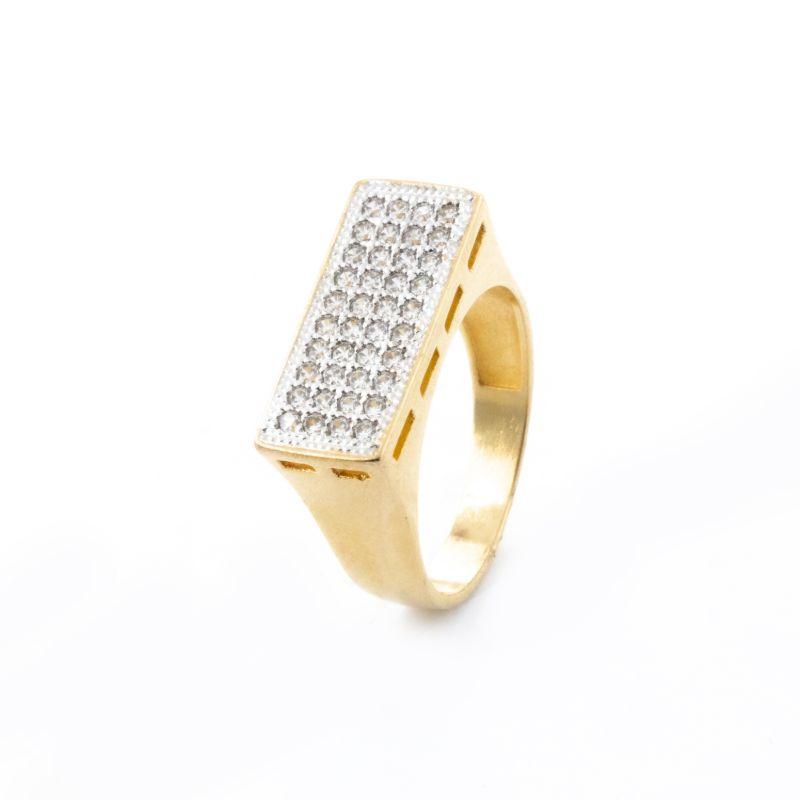 ANEL RETANGULAR CRAVEJADO COM ZIRCONIAS FESTA