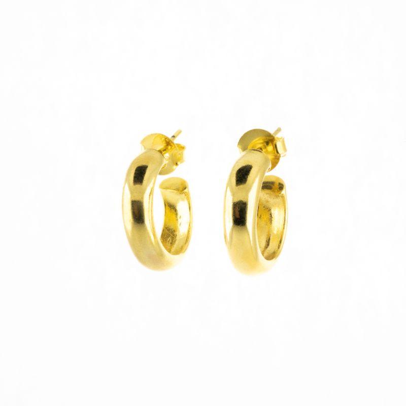 ARGOLA GROSSA ELEMENTAL BANHADO NO OURO AMARELO