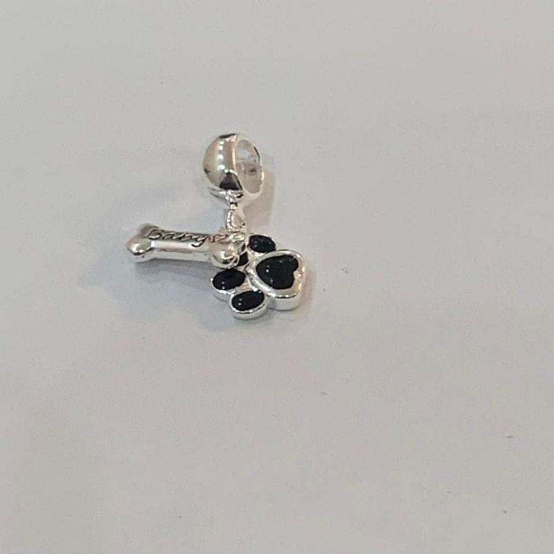 BERLOQUE PATNHA PRETA COM OSSINHO BABY PRATA 925