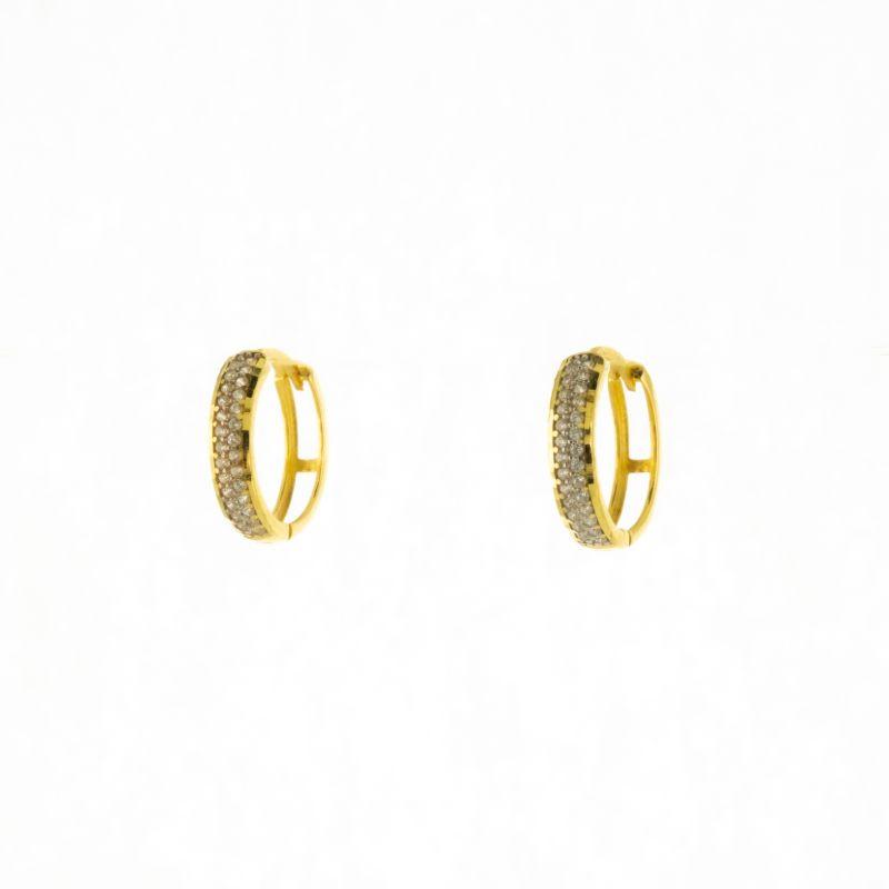 BRINCO ARGOLA 2 FILEIRAS ZIRCONIAS P OURO 18K