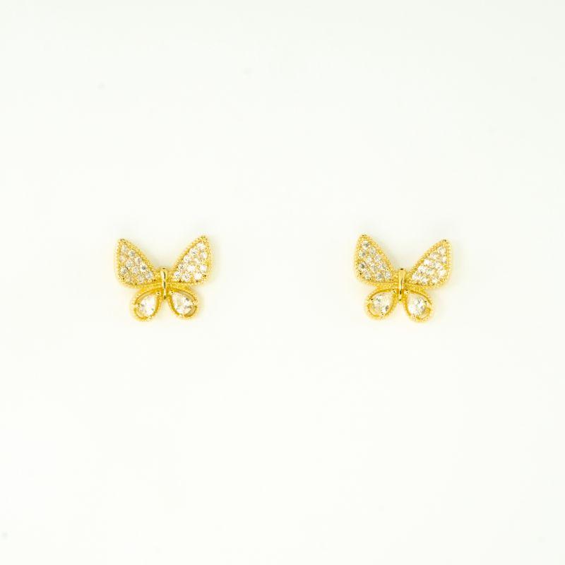 BRINCO BORBOLETA CRAVEJADACOM DOIS PONTOS DE LUZ MAIORES