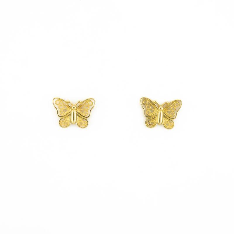 BRINCO BORBOLETA VAZADO M OURO 18K