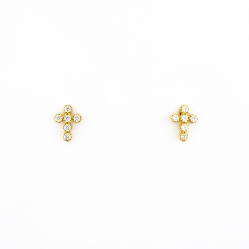 BRINCO CRUZ CRAVEJADA OURO 18K