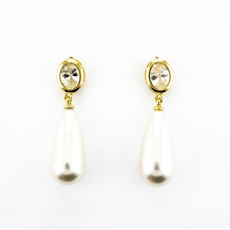 BRINCO PONTO DE LUZ  COM PÉROLA COMPRIDA