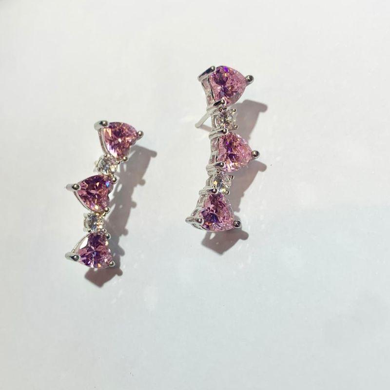 BRINCO TRES CORACOES ROSA