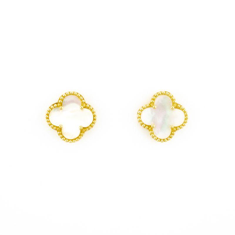 BRINCO TREVO MADREPEROLA G OURO 18K