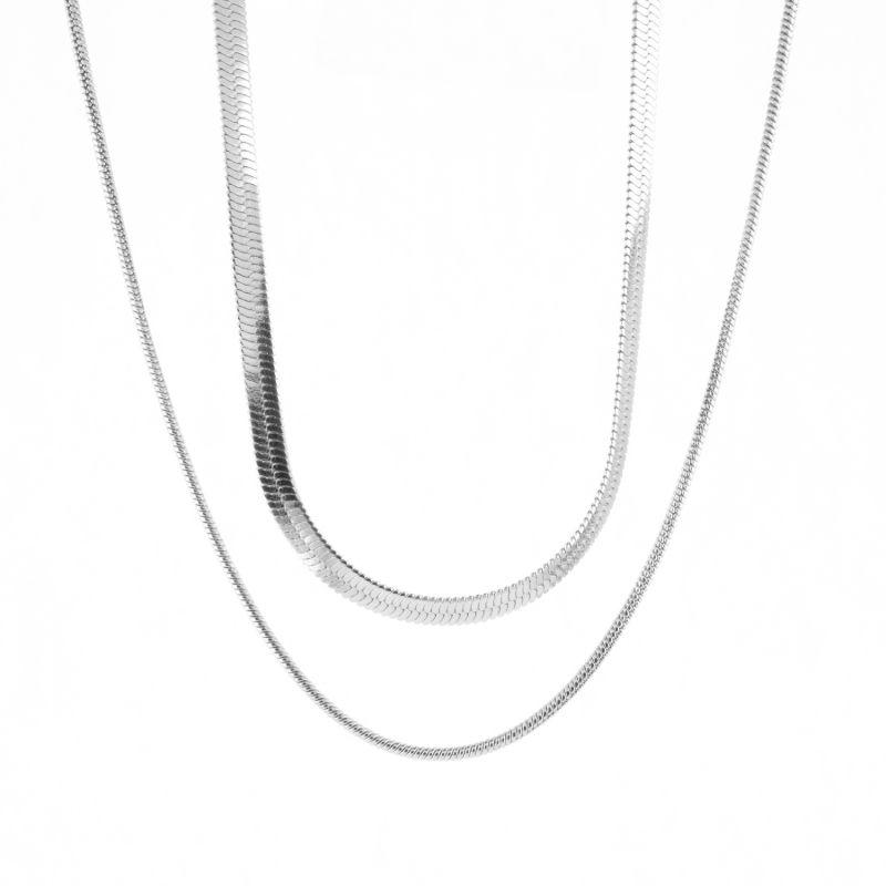 COLAR DUPLO MALHA 40CM E CORRENTE RABO DE RATO 45CM BANHADA NO OURO BRANCO