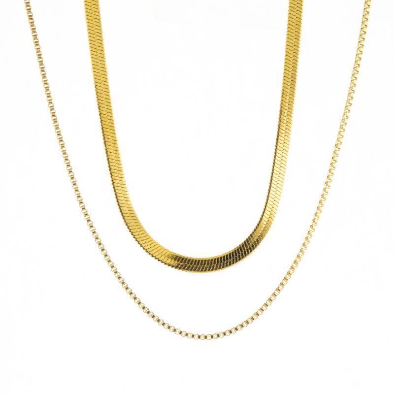 COLAR DUPLO MALHA 40CM E VENEZINA 45CM BANHADA NO OURO AMARELO