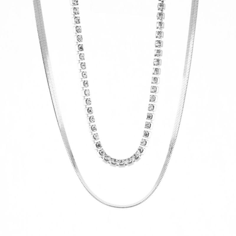 COLAR DUPLO MALHA 45CM E RIVIERA 40CM COM 5CM DE EXTENSOR BANHADO EM OURO AMARELO