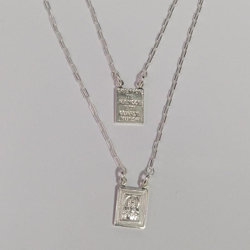 COLAR ESCAPULÁRIO SAGRADO CORAÇÃO DE JESUSNA CARTIER 60CM PRATA 925