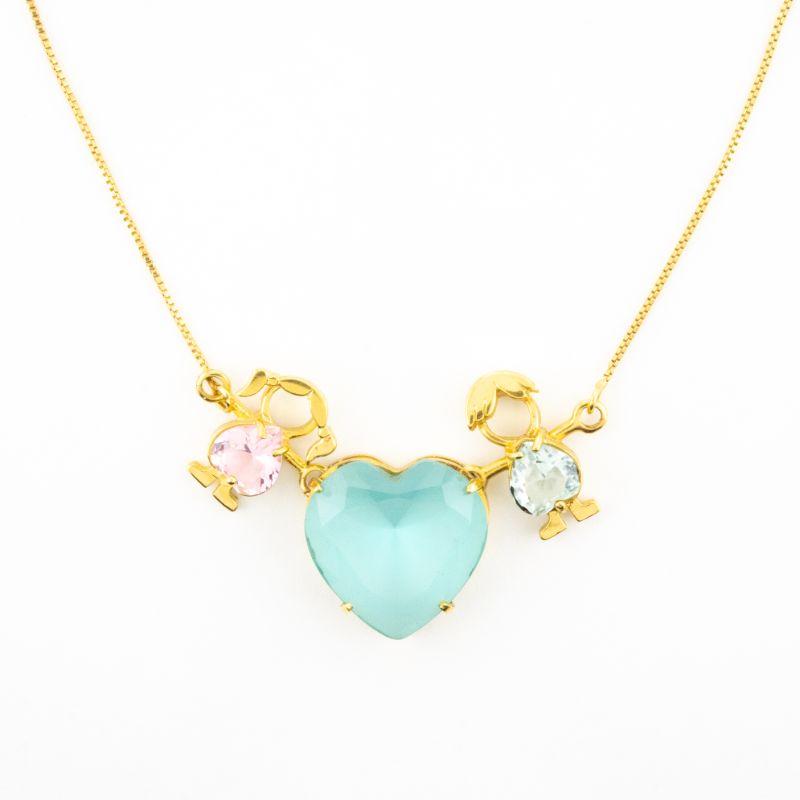 COLAR PÉROLAS MENINO(A) ACGUA MARINHA/MORGANITA