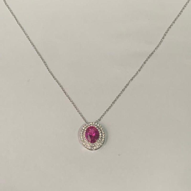 COLAR REDONDO PEDRA PINK CRAVEJADO COM ZIRCONIAS