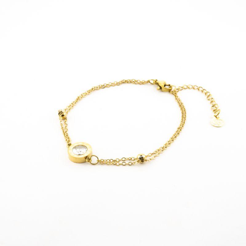 PULSEIRA  DUPLA  ROMANOS COM DUAS BOLINHAS E PONTO DE LUZ 18CM MAIS 5CM DE EXTENSOR