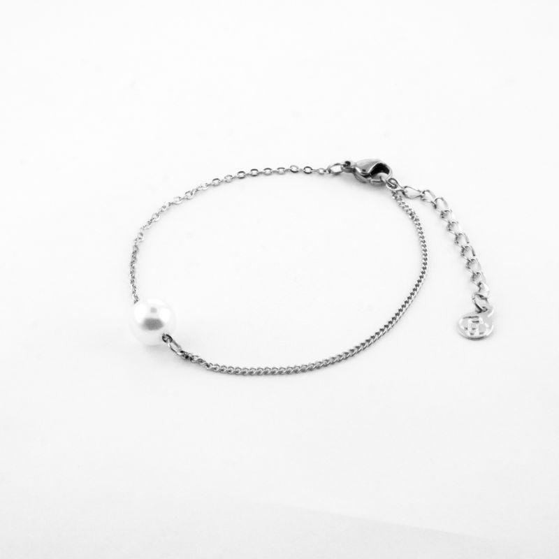 PULSEIRA PÉROLA 17CM MAIS 5CM DE EXTENSOR BANHADA NO OURO BRANCO