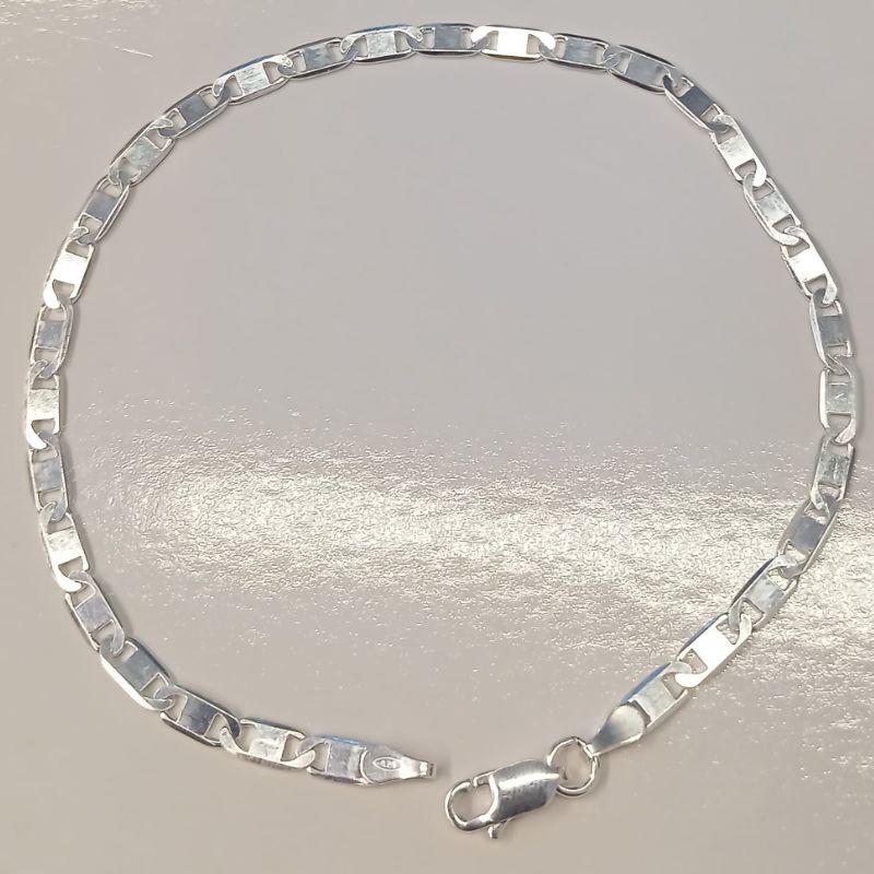 PULSEIRA PIASTRINE 3 MILÍMETROS  21CM PRATA 925