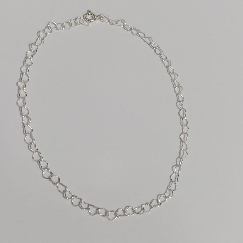TORNOZELEIRA ELO CORAÇÃO 23 CM PRATA 925