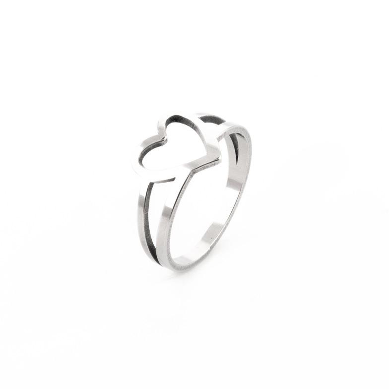 ANEL MARQUEZINE CORAÇÃO VAZADO/DOIS AROS/ SEMIJOIA OURO BRANCO