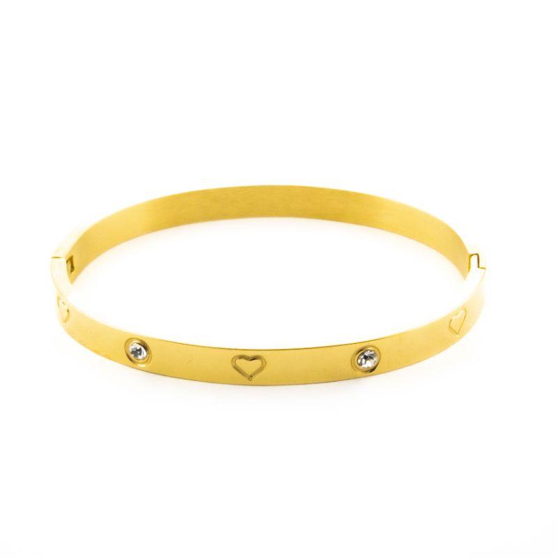 BRACELETE LOVE - CORAÇÕES / PONTO DE LUZ  BANHADO NO OURO AMARELO