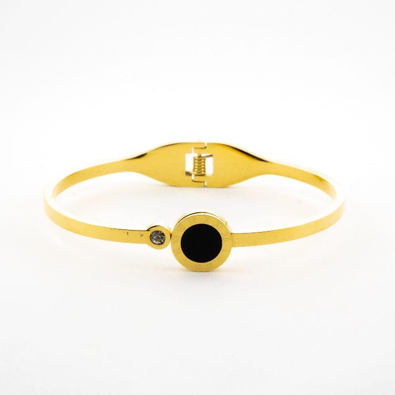 BRACELETE ROMANO ONIX / PONTO DE LUZ  SEMIJOIA