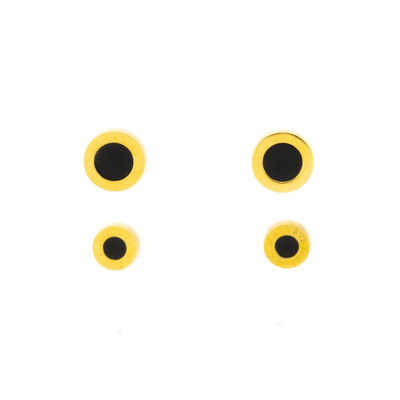 BRINCO BVLGARI  DUPLO ONIX BANHADO NO OURO AMARELO