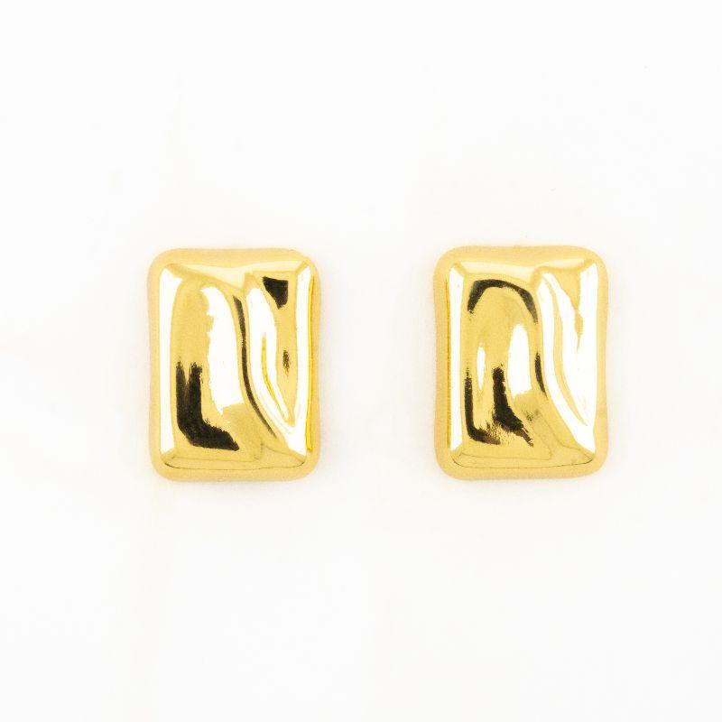 BRINCO ORGÂNICO M RETANGULAR BANHADO NO OURO AMARELO