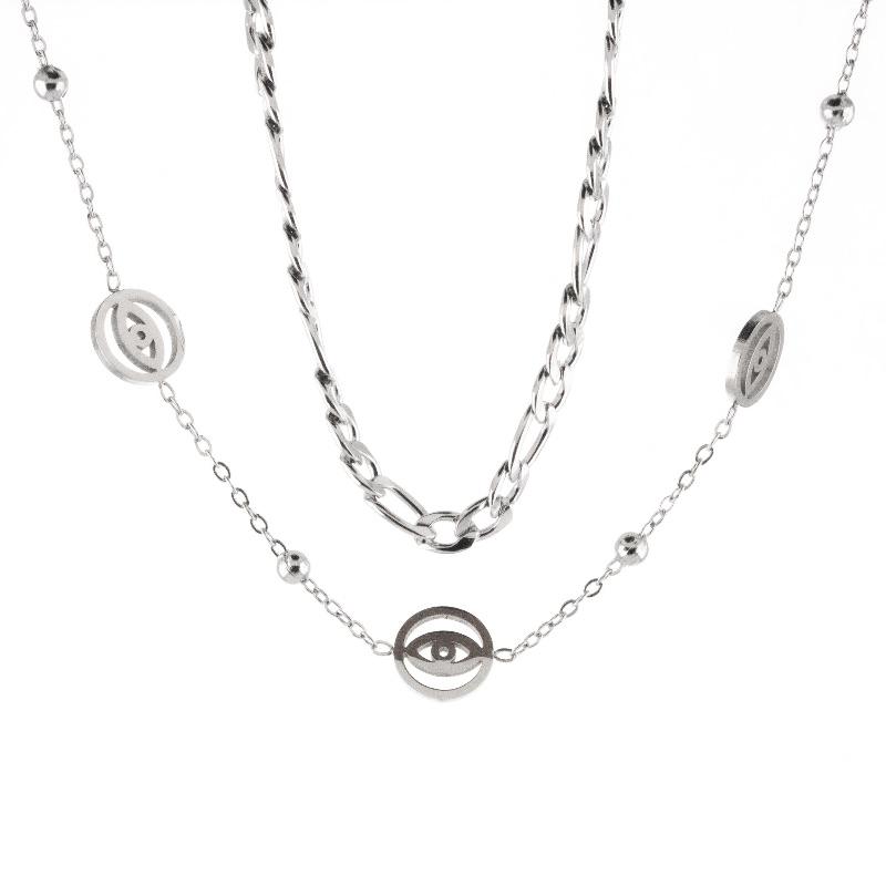 COLAR DUPLO OLHO GREGO/CORRENTE 45CM