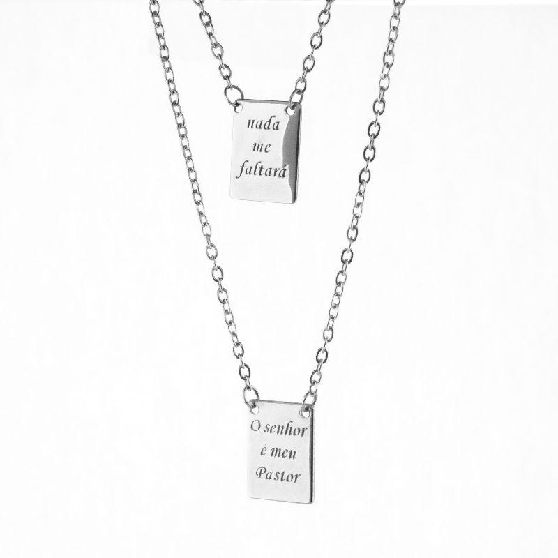 ESCAPULÁRIO O SENHOR É MEU PASTOR, NADA ME FALTARÁ EM AÇO, 60CM