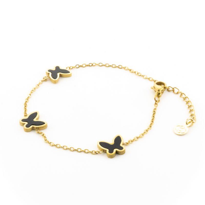 PULSEIRA BORBOLETA ÔNIX  18CM/3CM DE EXTENSOR SEMIJOIA