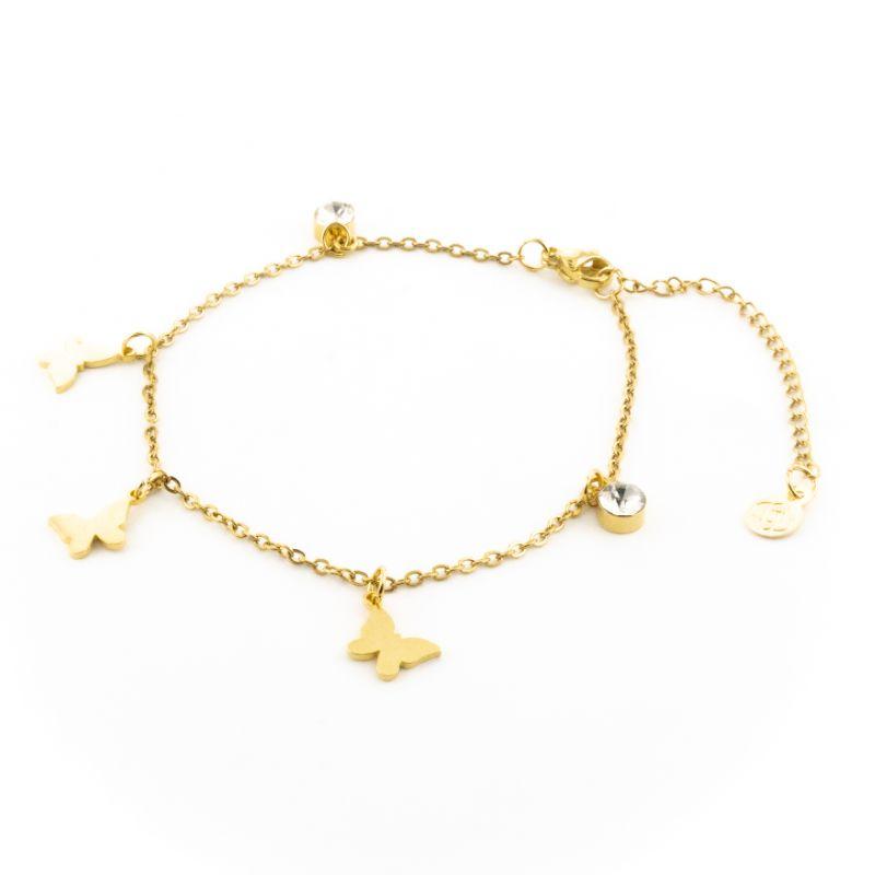 PULSEIRA BORBOLETAS / PONTO DE LUZ 18CM / 3CM DE EXTENSOR SEMIJOIA