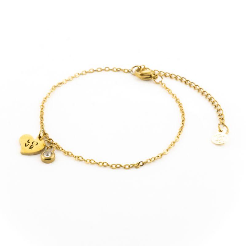 PULSEIRA LOVE E PONTO DE LUZ 18CM / 3CM DE EXTENSOR SEMIJOIA