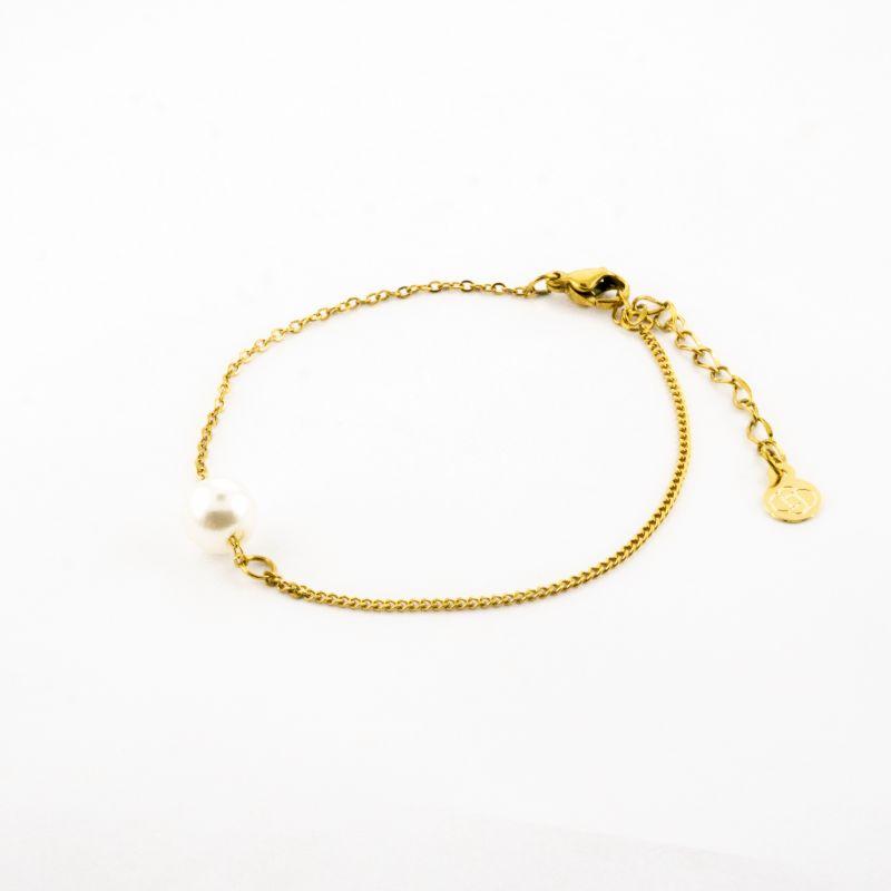PULSEIRA PÉROLA 18CM  BANHADA NO OURO AMARELO