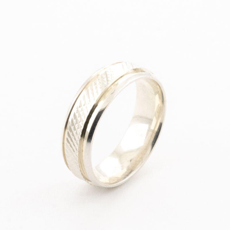 ALIANÇA ABAULADA UNISSEX 6MM RETILHADA  2 FRISOS E 2 FILETES DE OURO PRATA 950  (PEDIDOS E PERSONALIZAÇÃO PELO WHATSAPP)