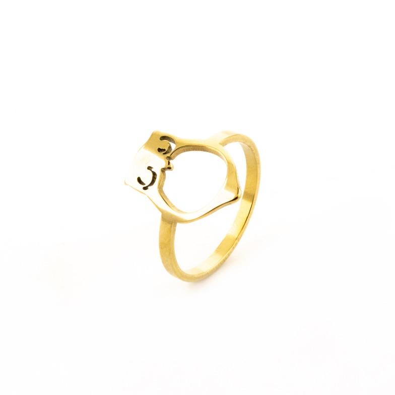 ANEL CORUJA SEMIJOIA OURO AMARELO