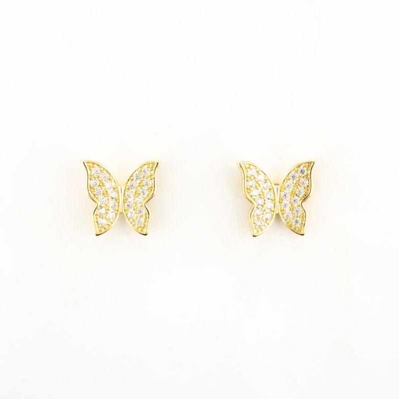 BRINCO BORBOLETA CRAVEJADO BANHADO NO OURO AMARELO