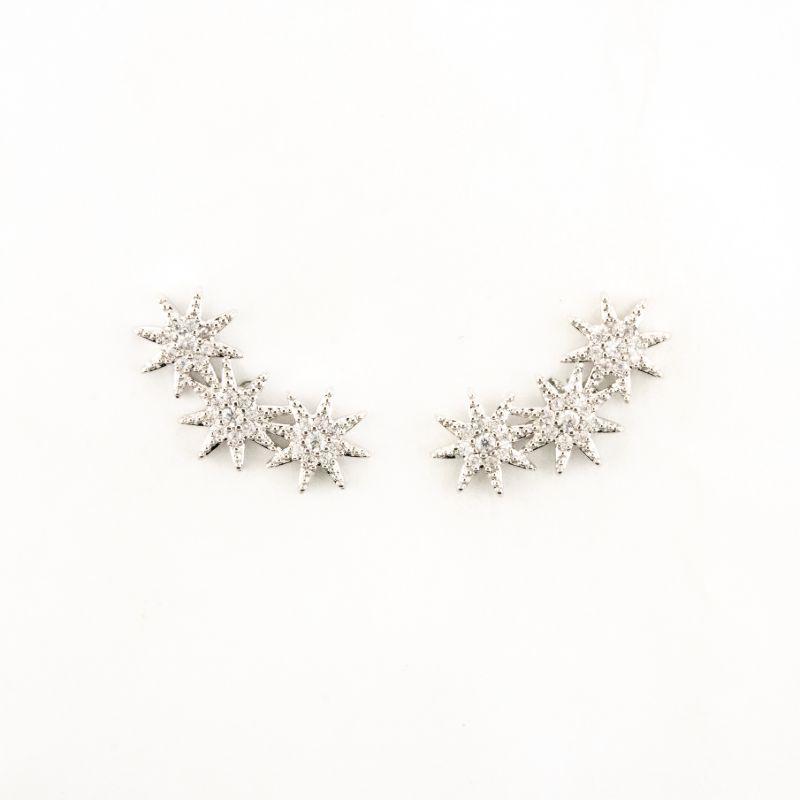 BRINCO EARCUFF ESTRELAS BANHADO NO OURO BRANCO