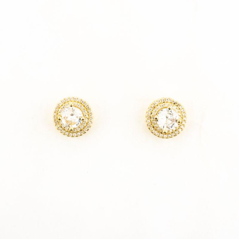 BRINCO REDONDO CRAVEJADO BANHADO NO OURO AMARELO