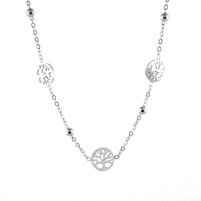 COLAR ÁRVORE DA VIDA E BOLINHAS INTERCALADAS 45CM / 5CM DE EXTENSOR SEMIJOIA