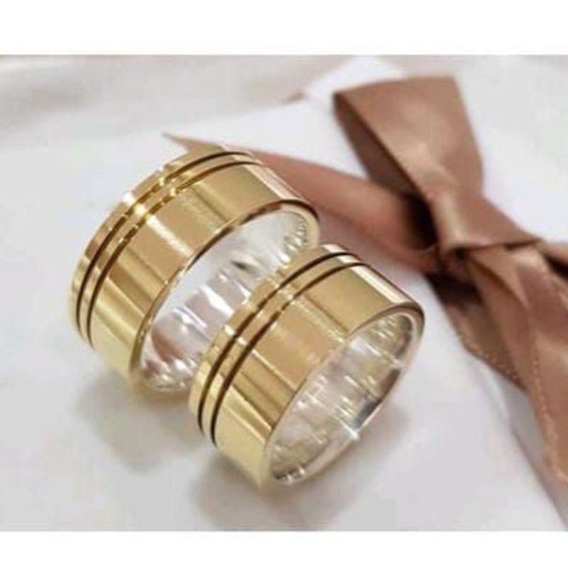 PAR DE ALIANÇAS RETA - 2 FRISOS / 7 MILÍMENTROS MOEDA ANTIGA (PEDIDOS E PERSONALIZAÇÃO PELO WHATSAPP)