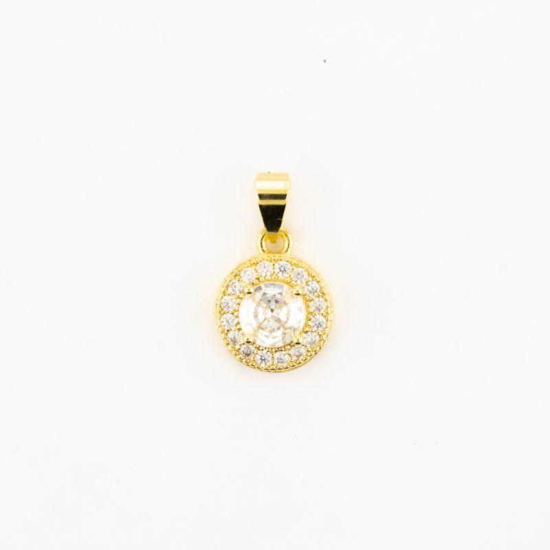PINGENTE REDONDO CRAVEJADO BANHADO NO OURO AMARELO