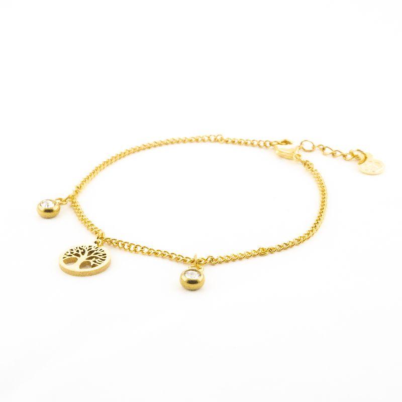 PULSEIRA ÁRVORE DA VIDA E PONTO DE LUZ 17CM/3CM DE EXTENSOR SEMIJOIA