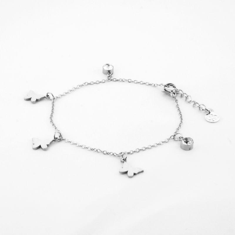 PULSEIRA BORBOLETAS / PONTO DE LUZ 18CM / 3CM DE EXTENSOR SEMIJOIA