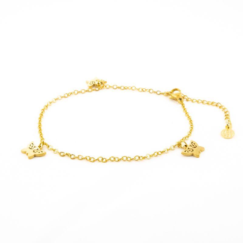 TORNOZELEIRA BORBOLETA 21CM / 5CM DE EXTENSOR SEMIJOIA