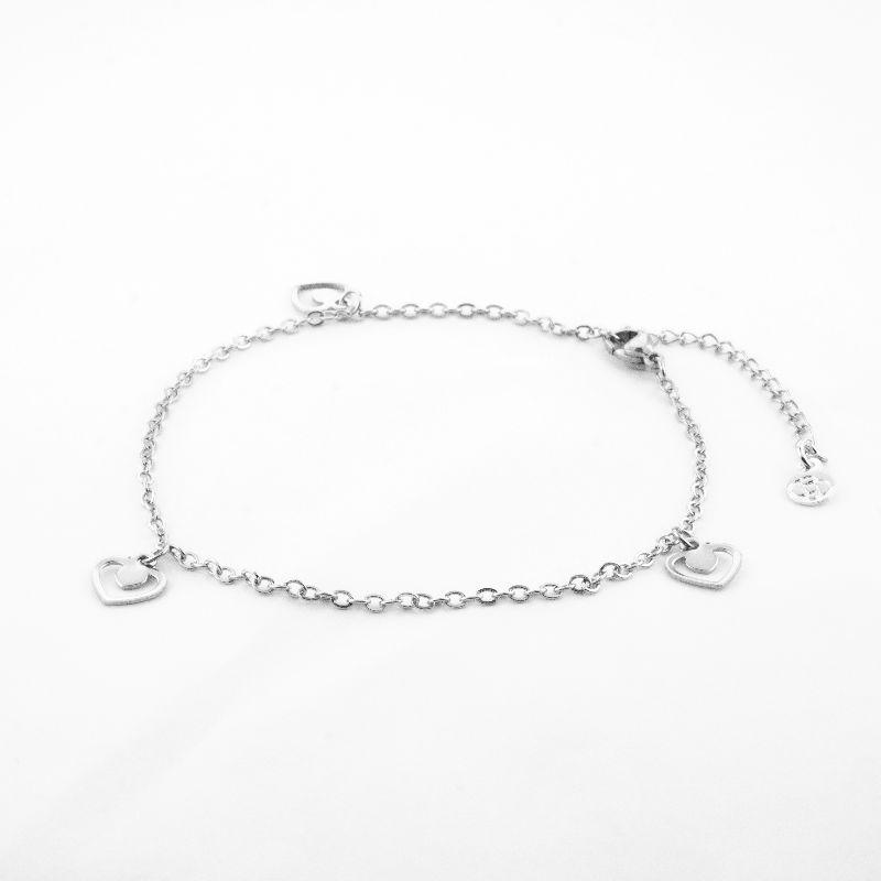 TORNOZELEIRA CORAÇÃO VAZADO 21CM / 5CM DE EXTENSOR SEMIJOIA