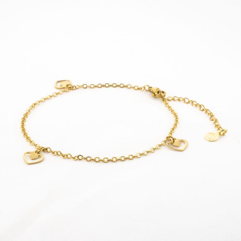 TORNOZELEIRA CORAÇÃO VAZADO 21CM / 5CM DE EXTENSOR SEMIJOIA